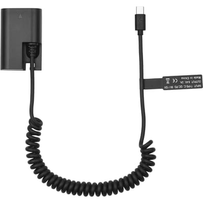Andoer LP-E6 Dummy Batterij USB-C Koppelingsadapter DR-E6 Dummy Batterij Koppeling met USB Type-C Veer zwart