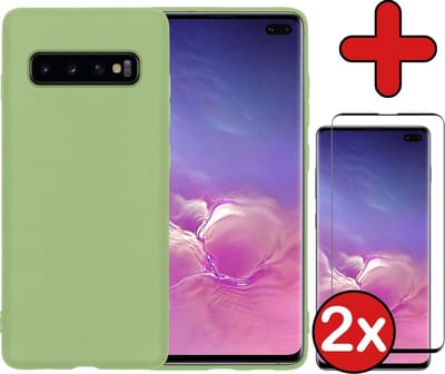 Hoesje - Met 2x Screenprotector - Geschikt voor Samsung Galaxy S10 - Sterk & Shockproof - Telefoon Hoes - Back Cover - Siliconen Case - Telefoonhoes - Groen