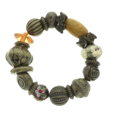 Behave - armband met vintage kralen oud goudkleur - retro festivalstijl