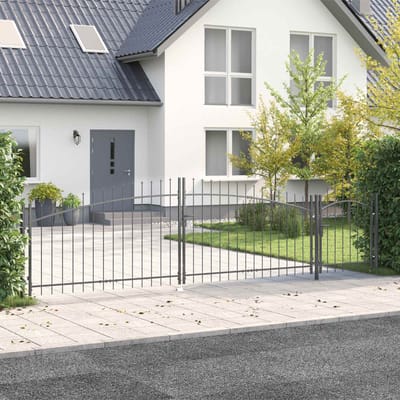 vidaXL - Tuinpoort - met - slot - Grijs - 125 - x - 500 - cm - Staal