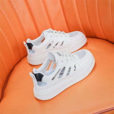 Kleine Witte Schoenen Dames Zomer Nieuw Holle Damesschoenen Veelzijdige Dunne Trendy Schoenen Student Mesh Sportschoenen Casual Schoenen 40 orange