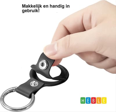 Sleutelhanger geschikt voor AirTags - Leer - Zwart