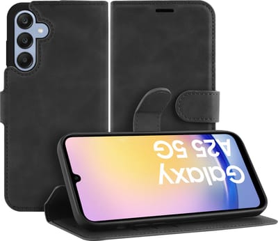 Cazy hoesje geschikt voor Samsung Galaxy A25 Hoesje met Pasjeshouder - Premium Bookcase - Zwart