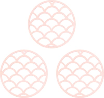 Krumble Pannenonderzetter - Set van 3 - Pannenonderzetter hittebestendig - Pannenonderzetter Siliconen - Pannenonderzettters - Schubben - Diameter 14 - Roze