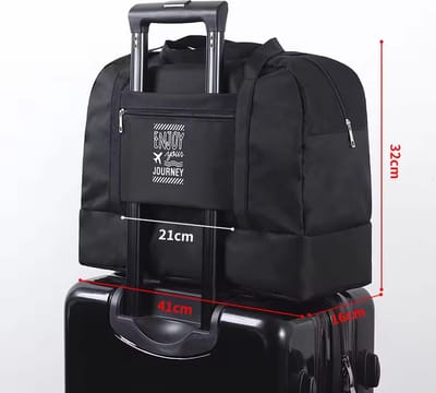 Avoir Avoir®-Opvouwbare Reistas weekendtas-Zwart-Bagage Tas - Ideaal voor reizen en weekendjes weg - Koffer- Maat L: 41cm x 16cm x 32cm - Duurzaam Oxford-materiaal - Rits sluiting
