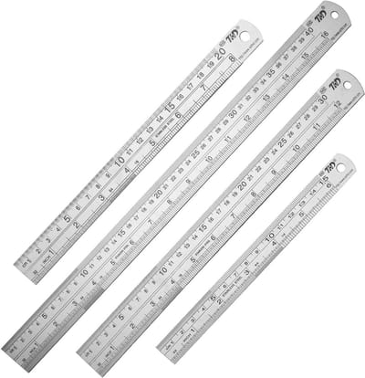 Metalen Rechte Liniaal Set van 4 - RVS Meetinstrumenten in 15, 20, 30 en 40 cm