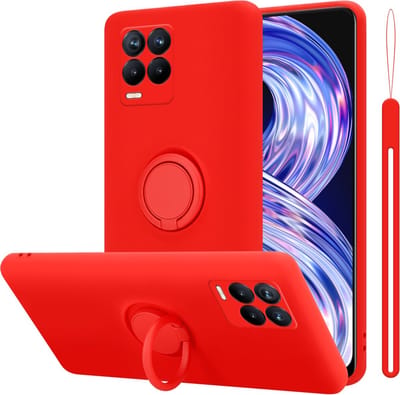 Cadorabo Hoesje geschikt voor Realme 8 4G / 8 PRO in LIQUID ROOD - Beschermhoes van flexibel TPU silicone Case Cover met ring
