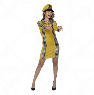 Sexy Taxi Chauffeur Outfit voor Vrouwen – Mini-jurk met Pet – Rolspel Kostuum Maat S