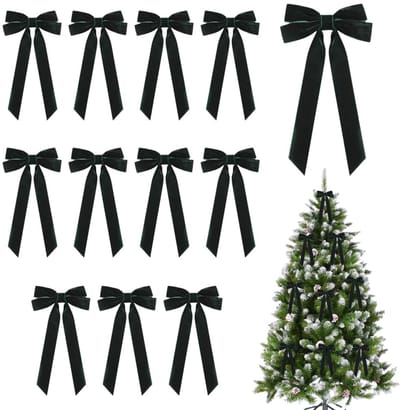 Dailygoods- Kerstboomstrikken Set van 12 - Vintage Fluwelen Decoraties - Multifunctionele Strikornamenten - Zachte en Betrouwbare Knoopvorm - Herbruikbaar en Elegant - Kerstdecoratie