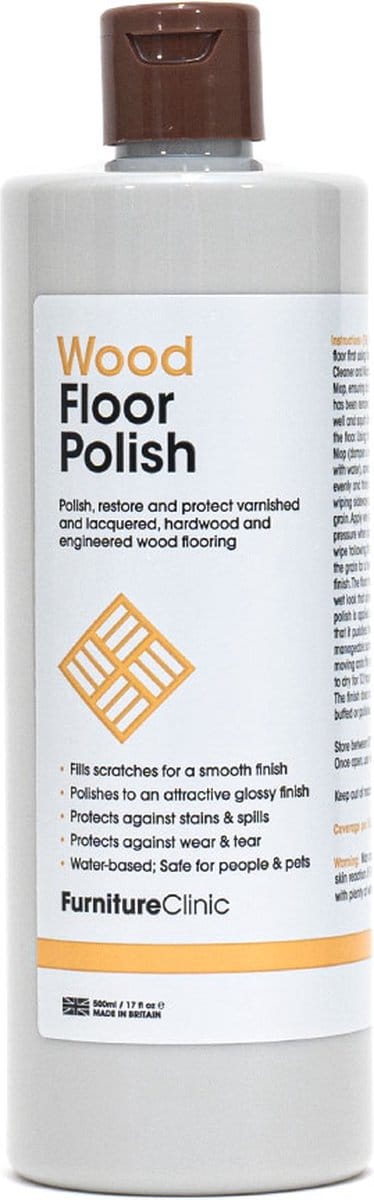 Houten Vloer Polijstmiddel 500ML (goed voor 80M³) - Beschermt tegen vlekken - Vermindert slijtage - Furniture Clinic - Wood Floor Polish - Voor Alle Houten Vloeren