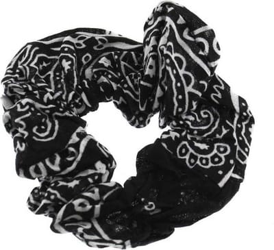 Paisley scrunchie haarelastiek zwart/wit - Zac's Alter Ego