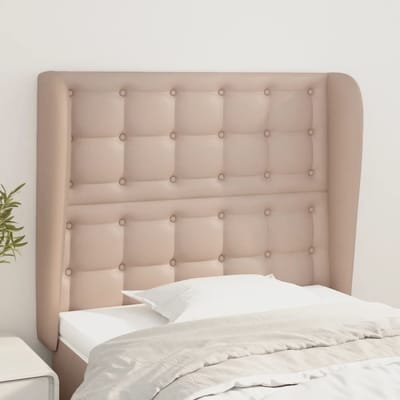vidaXL - Hoofdbord - met - randen - 103x23x118/128cm - kunstleer - cappuccinokleur