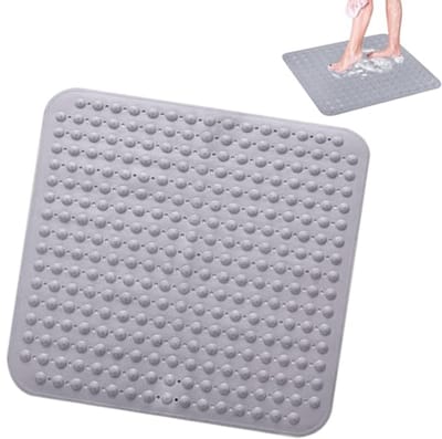 Vierkante machinewasbare douchemat 48 x 48 cm met antislip en afvoergat - Ideaal voor douche, sauna of bad