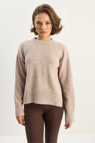 Dikke Oversized Ronde Hals Gebreide Trui
