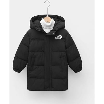 Veste chaude en coton duvet pour enfants, mi-longue à longue, manteau d'hiver, veste en coton 110 black