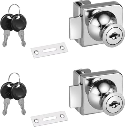 Zinklegering Geen boor glazen deurslot Zinklegering Sieradenkast Glazen slot Enkele deur Glazen deurslot 2 sleutels voor 5 - 8mm/0,21-0,31 inch glazen deur, enkele deur glazen deurslot (zilver 2 st)Stijl C