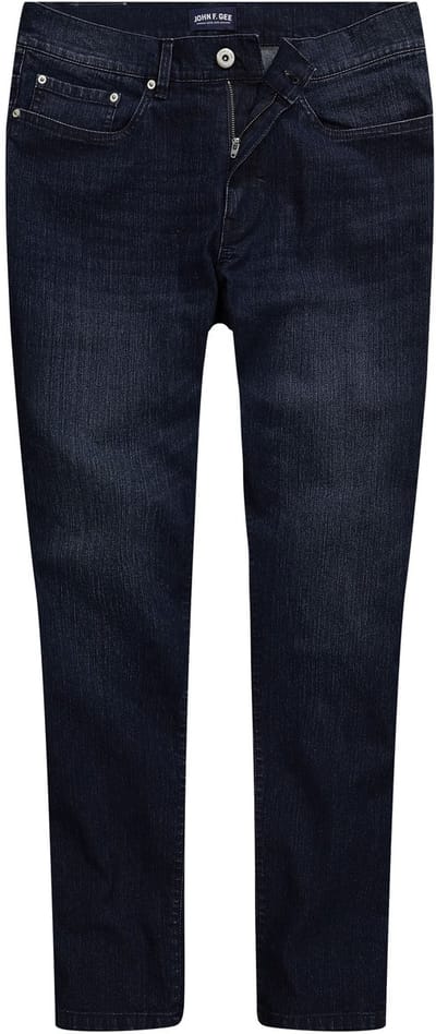 John F. Gee - Heren - Jeans straight fit 5-pocket - Donkerblauw denim - Maat 52