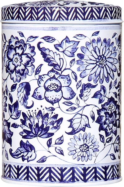 3x Blikje ovaal Bloemen blauw-wit 8x6,5x11,5cm