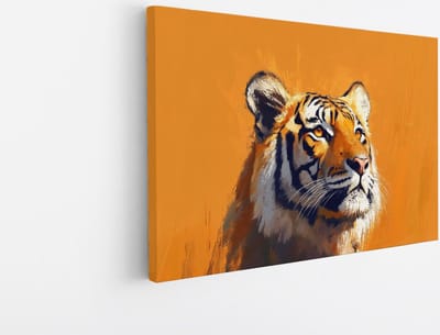 Saammp Canvas Schilderij - Abstracte Tijger - Oranje - Natuur - Dieren - 30x20 - Foto op canvas - Wanddecoratie - muurdecoratie Woonkamer - Slaapkamer decoratie - Canvas Print