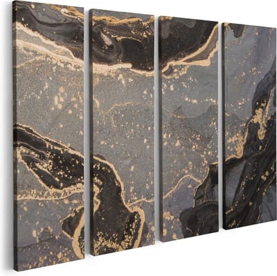 Artaza Canvas Schilderij Vierluik Abstracte Kunst Grijs Marmer - 80x60 - Foto Op Canvas - Canvas Print