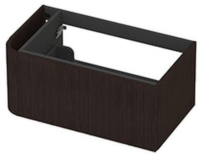 INK - Links Afgeronde Onderkast Fineer 1 Lade Softclose met Gefreesd Front Tbv Grepen - 800x450x350 Mm - Dark Veneer