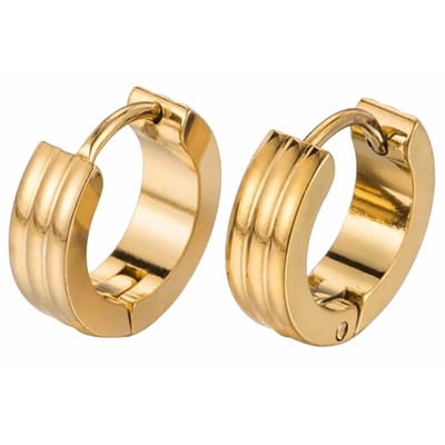 Fako Bijoux® - Oorbellen - Oorringen - RVS - Triple - Goudkleurig