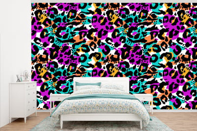 Behang - Fotobehang Regenboog - Panter - Patronen - Breedte 345 cm x hoogte 220 cm