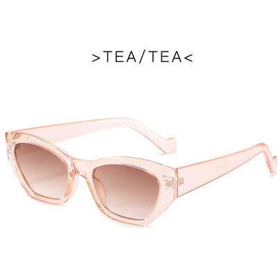 Stijlvolle Cat Eye Onregelmatige Zonnebril Voor Dames Vintage Heldere Snoepkleurige Bril Meisje Trending Veelhoekige Zonnebril Tinten UV400 only 1pcs sunglasses