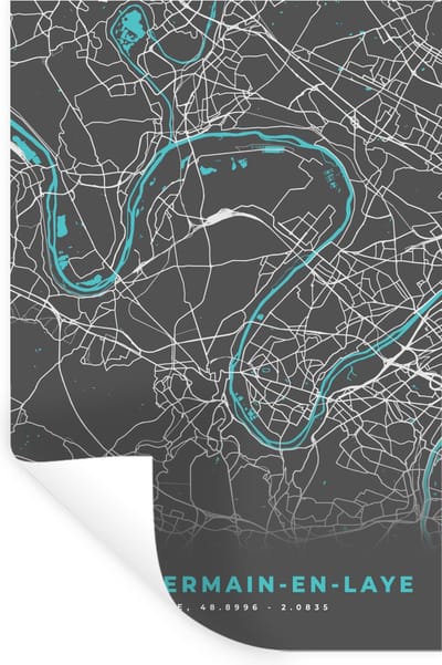Muurstickers - Sticker Folie - Saint-Germain-en-Laye - Stadskaart - Kaart - Plattegrond - Frankrijk - 20x30 cm - Plakfolie - Muurstickers Kinderkamer - Zelfklevend Behang - Zelfklevend behangpapier - Stickerfolie