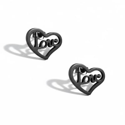 Aramat Jewels | Oorbellen | Stalen Hartjes Oorbellen Zwart 9mm Love RVS | | | |9mm | Staal | Kinderen, Volwassenen | Verkleurd niet