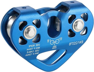Reddingskabelwagen - Dubbele kabelrol - Veilig Klimmen - 30 kN Draagvermogen - Voor 13mm Touw - Blauw