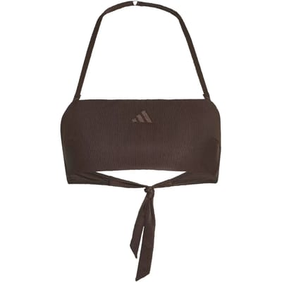 Adidas Iconisea Ribbed Padded Bandeau Bikinitop Bruin 40 Vrouw