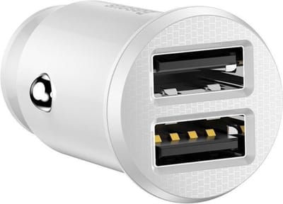 Baseus mini autolader 2x usb poort 3.1A - Wit