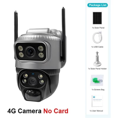 V380 double objectif 4G caméra Wifi solaire PIR détection humaine Vision nocturne étanche sécurité vidéo IP Camara 8MP 4K batterie moniteur de vidéosurveillance 4G Cam
