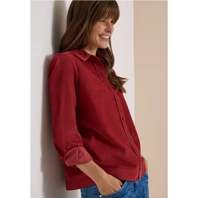 Hedblouse met lange mouwen van corduroy