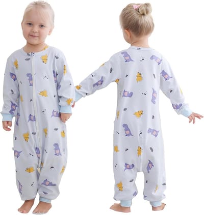 Babyslaapzak met voeten - Zomerslaapzak lange mouw - Veilig slapen - Ademend katoen - 2-4 jaar - Blauw