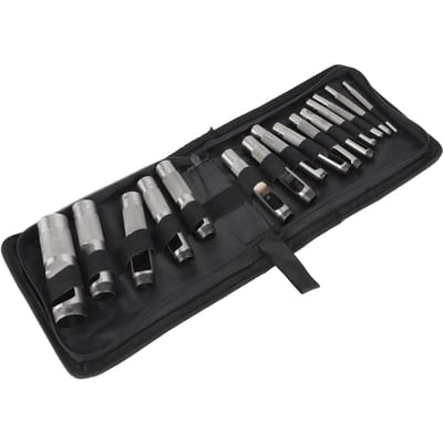15 pièces en acier au carbone cuir perforateur ceintures trou manuel ciseau poinçon outils matériel 3?25mm black