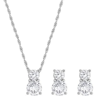 Swarovski Brilliance Set Ketting en Oorbellen Set Dames sieraden Zilver 1807339 Box (Random Color) white