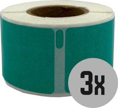 DULA Dymo kompatible Etiketten, S0722370 99010, 28 x 89 mm, Grün, Permanent, 3 Rollen, 130 Etiketten pro Rolle