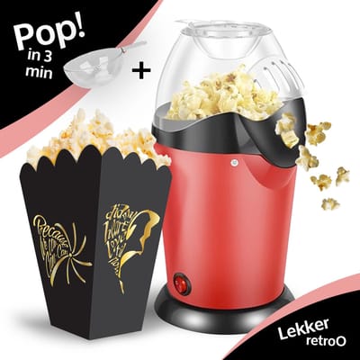 YellowPack Retro Popcorn Machine - Rood - 2-3 personen - Inclusief maatlepel - Klaar in 3 minuten