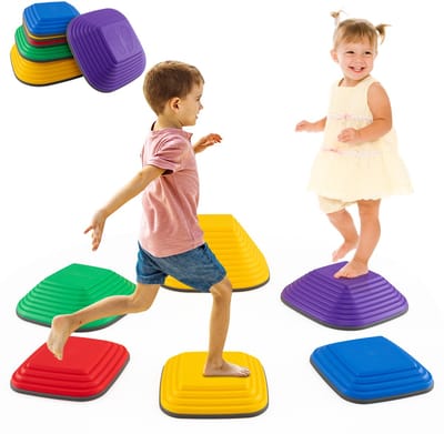 COSTWAY Balanceerstenen voor kinderen, stapelstenen, antislip, rivierstenen voor binnen en buiten, stepping stones, tot 80 kg belastbaar, tredestenen, sensorisch speelgoed vanaf 3 jaar