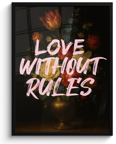 Poster in lijst - Fotolijst 60x80 cm - Posters - Liefde - Modern - Bloemen - Posterlijst zwart - Decoratie - Wanddecoratie woonkamer - Muurdecoratie slaapkamer