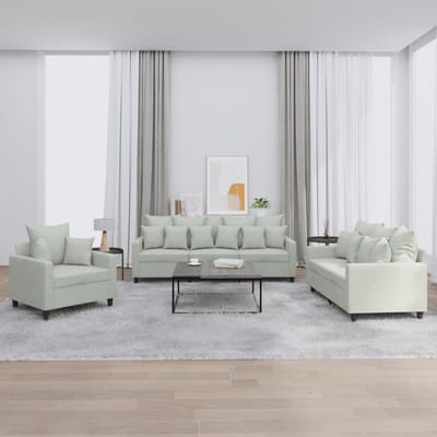 vidaXL - 3-delige - Loungeset - met - kussens - fluweel - lichtgrijs