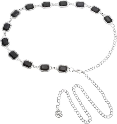 Metalen kettingriem met Western Concho en Strass, perfect voor jurken en jeans, zwart voor een stijlvolle outfit bij countryconcerten