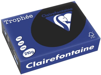 Clairefontaine - Trophée Pastel - Gekleurd papier - A4 - 210 grams - 250 vel - Zwart