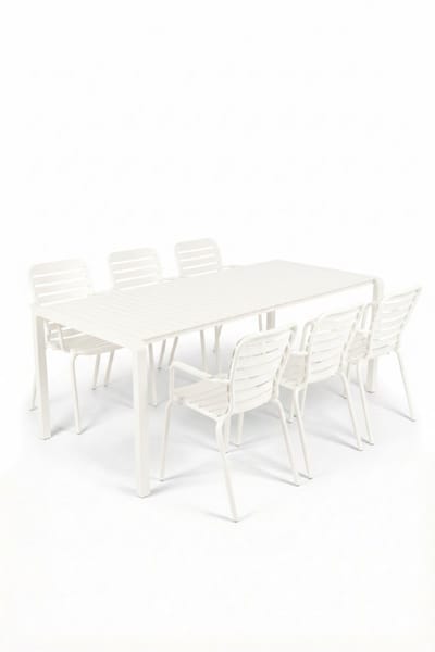 Zuiver Vondel Tuinset 6 personen - tuintafel + 6 stoelen met armleuning Wit