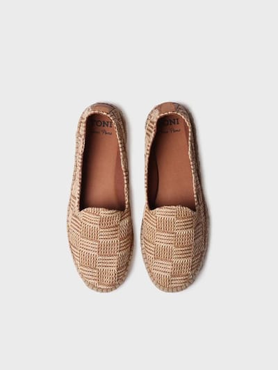 Gesloten espadrille van raffia voor heren met treklus aan de achterkant | DARWIN