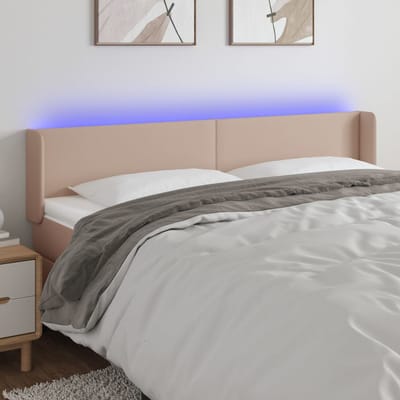 vidaXL - Hoofdbord - LED - 203x16x78/88 - cm - kunstleer - cappuccinokleurig