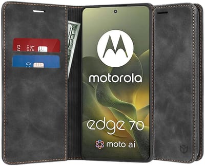Hoesje geschikt voor Motorola Edge 70 - Techsuit Confy Book Wallet Case - Zwart