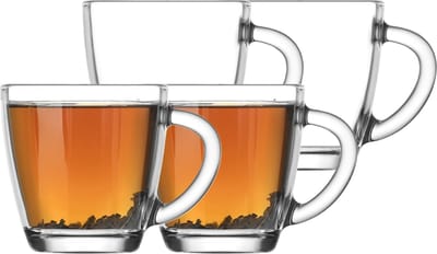 LAV Koffie glazen/theeglazen Artemis - set 4x stuks - transparant glas - 230 ml